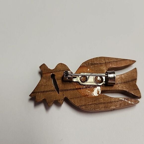 Handcrafted Wooden Bird Brooch With Branch - Picture 2 of 2